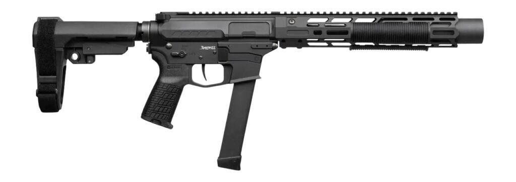 CMMG 99A6832-AB Zeroed Banshee MkGs 9mm Luger 33+1 6.50" Black Nitride Threaded Barrel, Black Armor Cerakote Aluminum Receiver w/Picatinny Rail, M-LOK Handguard, Black Polymer CMMG RipBrace, CMMG Zero