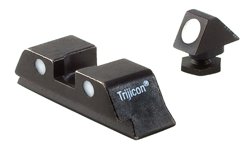 Trijicon Bright & Tough Steel Sights Black White Dot Front Sight-Black White Dots Rear Sight-Glock 17 MOS/19 MOS/34