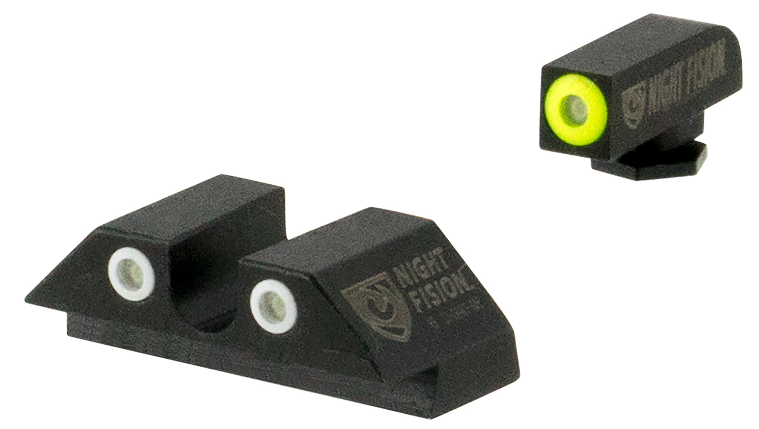 Night Fision GLK003007YGW Tritium Night Sights For Glock Green Tritium Yellow Outline Front Sight- Green Tritium White Outline Rear Sight Glock 42/43/43X