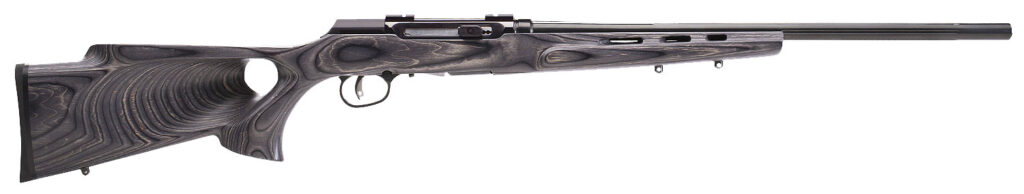 Savage Arms 47215 A Series Target Full Size 22LR 10+1 22" High Luster Heavy Target Barrel, High Luster Drilled & Tapped Carbon Steel Receiver, Gray Thumbhole Laminate Stock, Right Hand