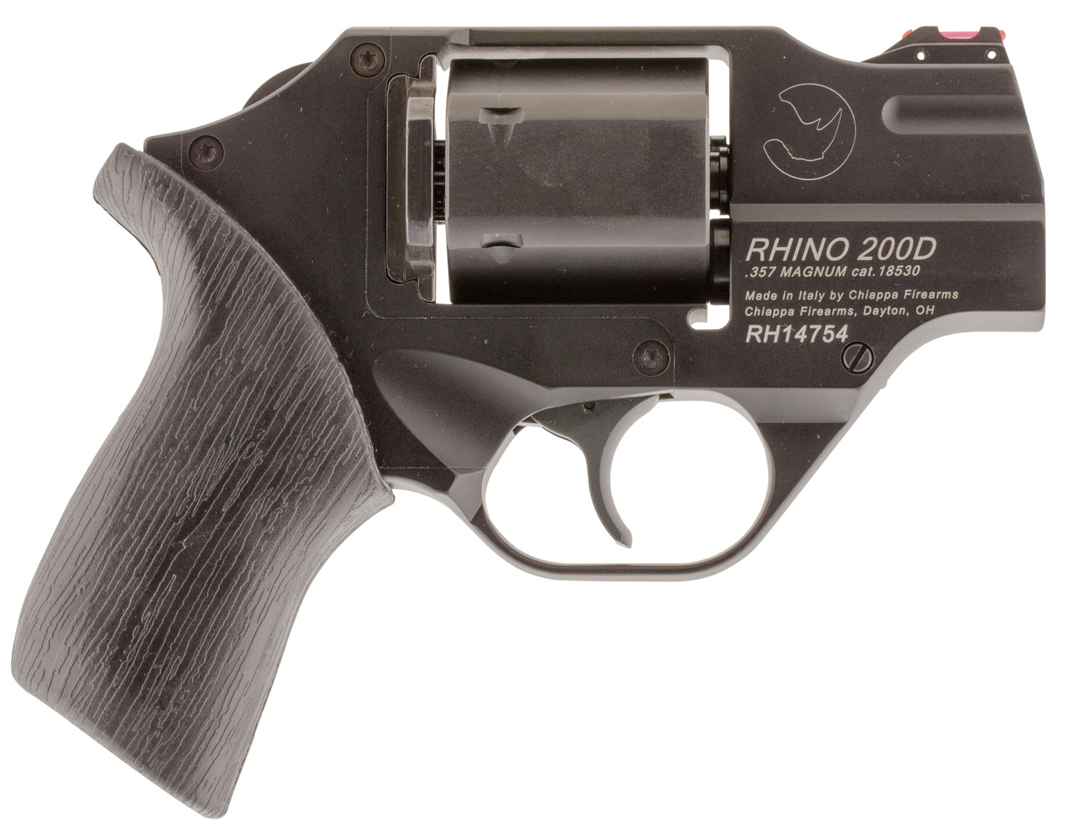 Chiappa Firearms CF340217 Rhino 200D Small Frame 357 Mag, 6 Shot 2" Black Anodized Steel Barrel, Blued Cylinder Black Anodized Aluminum Frame, Black Rubber Grip, Concealed Hammer