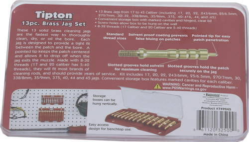 TIPTON 13-PIECE BRONZE SOLID - BRASS JAG SET W/STORAGE CASE