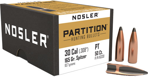 NOSLER BULLETS 30 CAL .308 - 165GR PARTITION 50CT