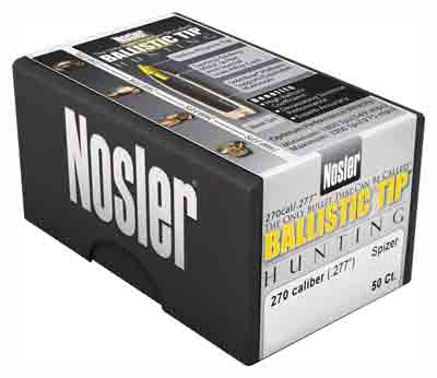 NOSLER BULLETS 270 CAL .277 - 130GR BALLISTIC TIP 50CT