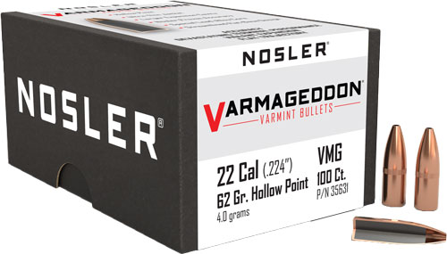 NOSLER BULLETS 22 CAL .224 - 62GR VARMAGEDDON FBHP 100CT