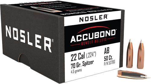 NOSLER BULLETS .22 CAL .224 - 70GR ACCUBOND 50CT